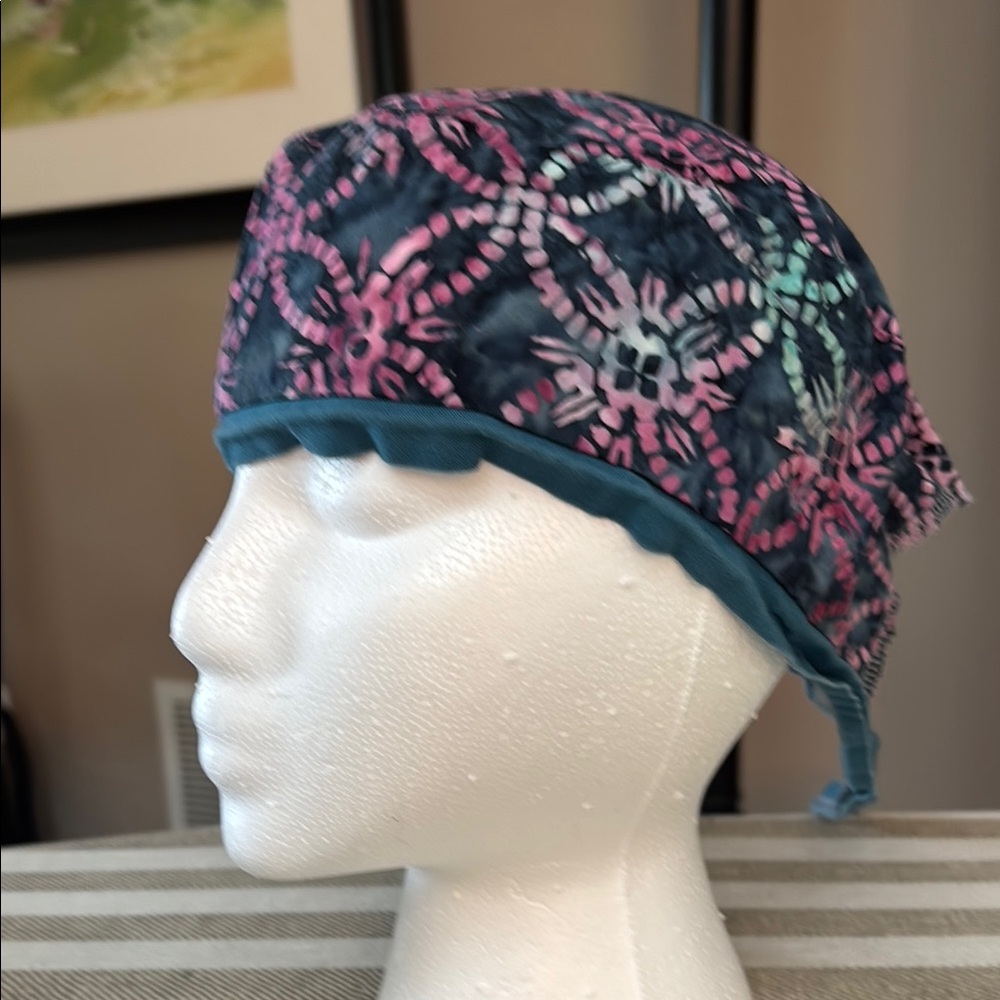 Floral Patterned scrub Cap in Pink and Blue